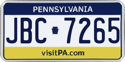 PA license plate JBC7265