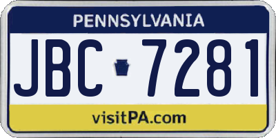 PA license plate JBC7281
