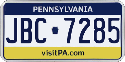 PA license plate JBC7285