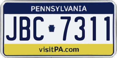 PA license plate JBC7311