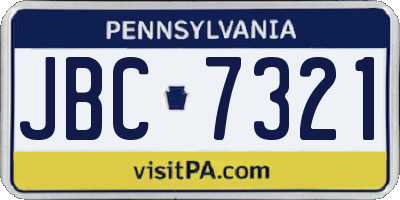 PA license plate JBC7321