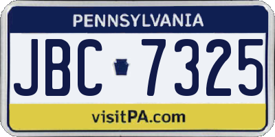 PA license plate JBC7325