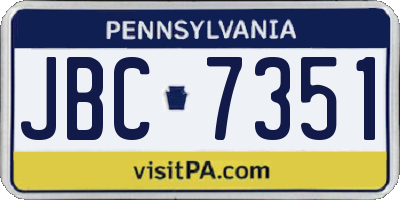 PA license plate JBC7351