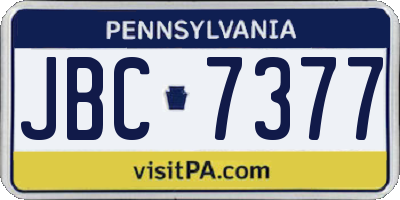 PA license plate JBC7377