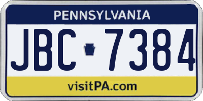 PA license plate JBC7384