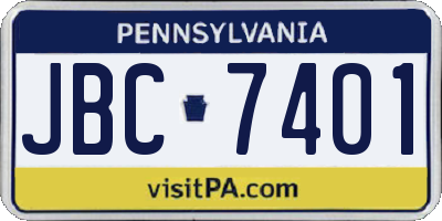 PA license plate JBC7401