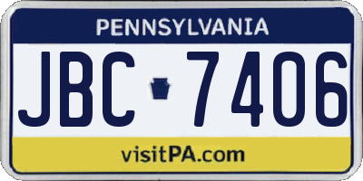 PA license plate JBC7406