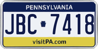 PA license plate JBC7418