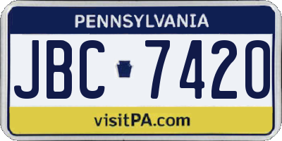 PA license plate JBC7420