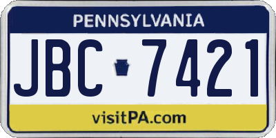 PA license plate JBC7421