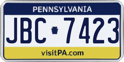 PA license plate JBC7423