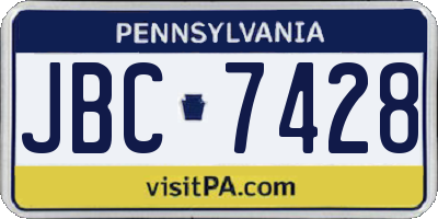 PA license plate JBC7428