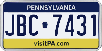 PA license plate JBC7431