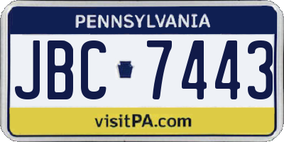 PA license plate JBC7443