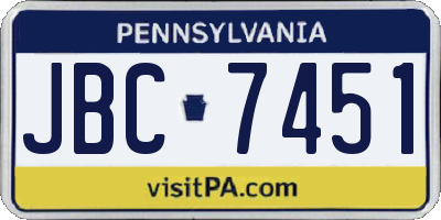 PA license plate JBC7451