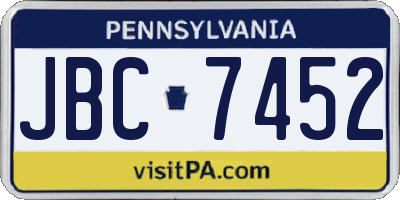 PA license plate JBC7452
