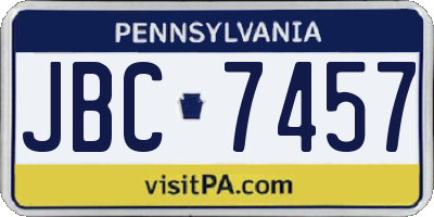 PA license plate JBC7457