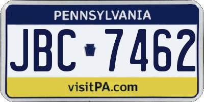PA license plate JBC7462