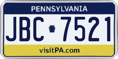 PA license plate JBC7521