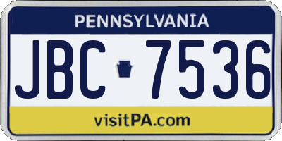 PA license plate JBC7536