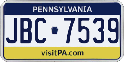 PA license plate JBC7539