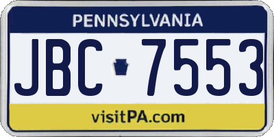 PA license plate JBC7553