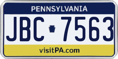 PA license plate JBC7563