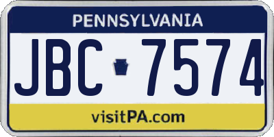 PA license plate JBC7574