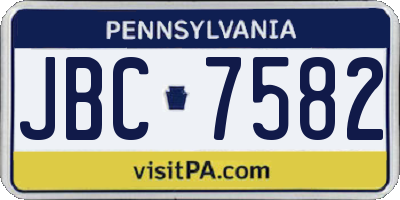 PA license plate JBC7582