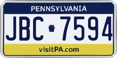 PA license plate JBC7594