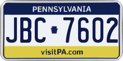 PA license plate JBC7602