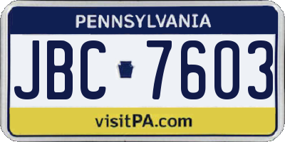 PA license plate JBC7603