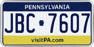 PA license plate JBC7607