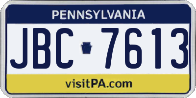 PA license plate JBC7613