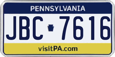 PA license plate JBC7616