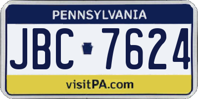 PA license plate JBC7624