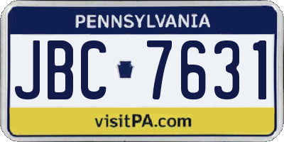 PA license plate JBC7631