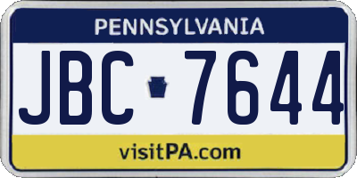 PA license plate JBC7644