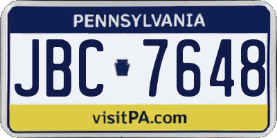 PA license plate JBC7648