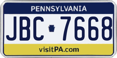 PA license plate JBC7668