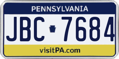 PA license plate JBC7684