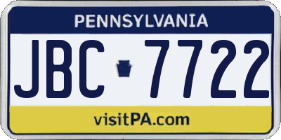 PA license plate JBC7722
