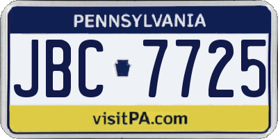 PA license plate JBC7725