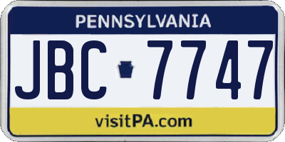 PA license plate JBC7747