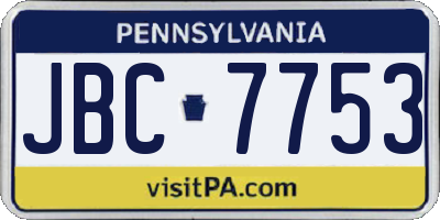 PA license plate JBC7753