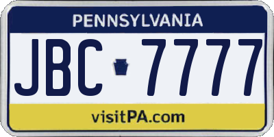 PA license plate JBC7777