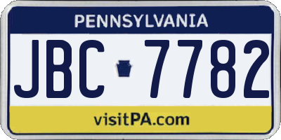 PA license plate JBC7782