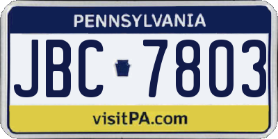 PA license plate JBC7803