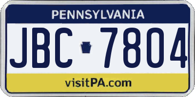 PA license plate JBC7804