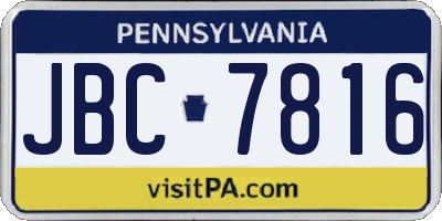 PA license plate JBC7816